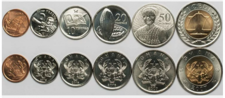 Monede Africa - Ghana set 6 monede 2007-2016: 1,5,10,20,50 Pesewas, 1 Cedi, UNC