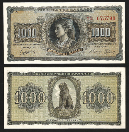 Grecia - Grecia 1000 Drahme 1942, aproape necirculata
