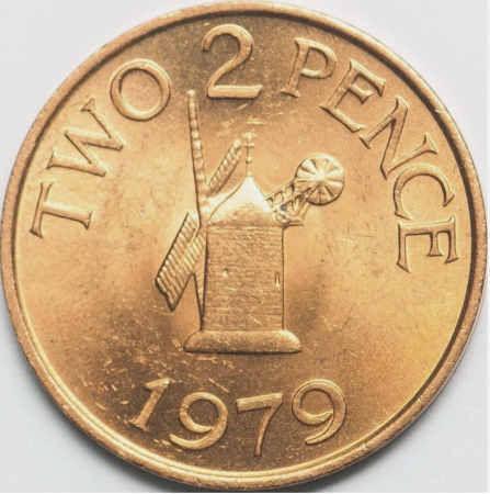 Guernsey 2 pence 1979 Windmill, UNC [1]