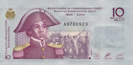 Bancnote America - HAITI 10 gourdes 2004 (Bi-centenarul Independentei), necirculata