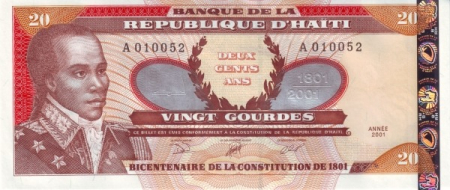 Haiti, 20 Gourdes 2001 (200 de ani de la prima Constitutie), necirculata [0]