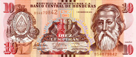 Bancnote America - Honduras, 10 Lempiras 2016-2019, necirculata