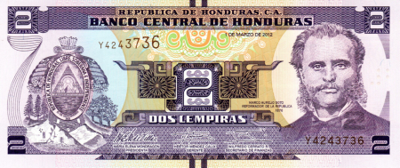 Bancnote America - Honduras 2 Lempiras 2004-2022, necirculata