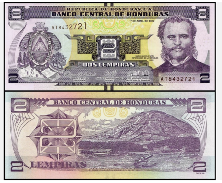 Bancnote America - Honduras 2 Lempiras 2004-2022, necirculata