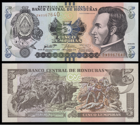 Bancnote America - Honduras 5 Lempiras 2014-2016, necirculata