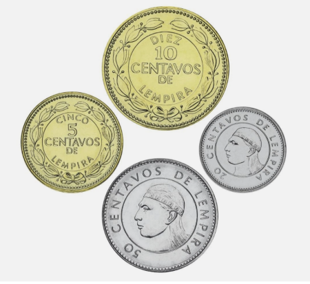 Monede America - Honduras set 4 monede 2014-2022: 5,10,20,50 Centavos, UNC