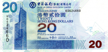 Hong Kong 20 Dolari 2009, Banca Chinei, necirculata [1]