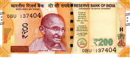 India 200 Rupii 2017, Gandhi, necirculata [0]