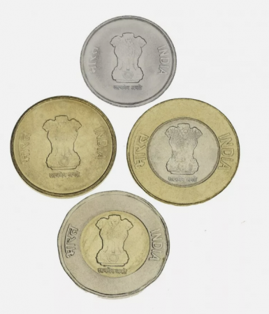 India set 4  monede 2014-2020: 2,5,10,20 Rupii, picaturi de ploaie, UNC [1]