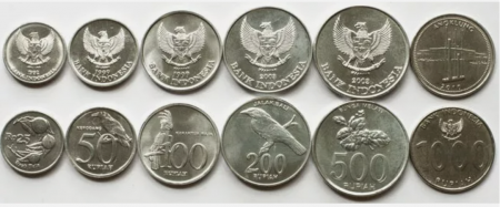Monede Asia - Indonezia set 6 monede1992-2010 Animale, plante: 25,50,100,200,500,1000 Rupii,UNC