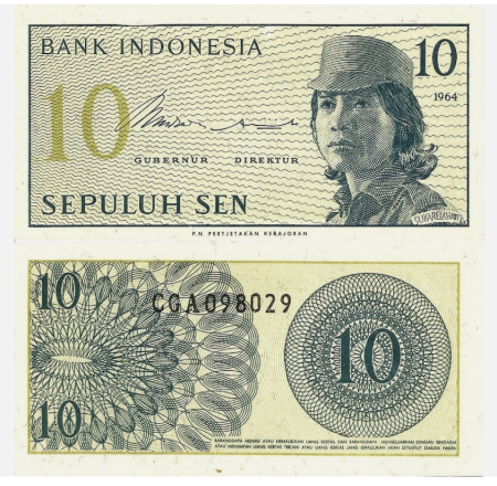 Bancnote Asia - Indonezia 10 sen 1964 UNC