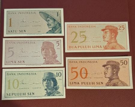Indonezia - Indonezia, set 1-5-10-25-50 sen 1964, necirculate