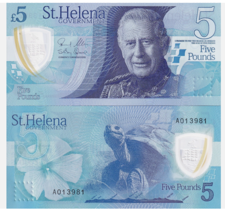 Insula Sf. Elena - Insula Sf. Elena 5 pounds 2026, Regele Charles III, polimer, UNC