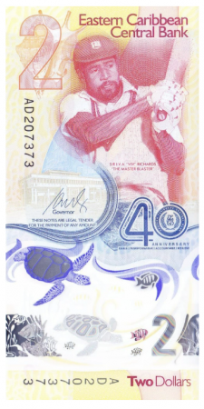 Insulele Caraibe 2 Dolari 2023, necirculata ( polimer, aniversara ) [2]