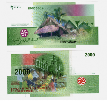 Insulele Comore - Insulele Comore 2000 Franci 2017, necirculata