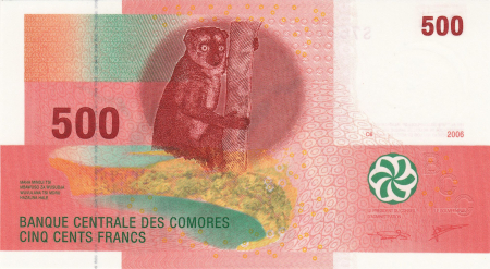 Insulele Comore - Insulele Comore 500 Franci 2006, Lemur, necirculata