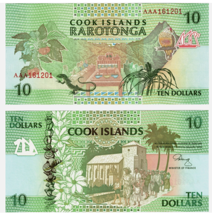 Bancnote Australia si Oceania - INSULELE COOK 10 dolari 1992, necirculata