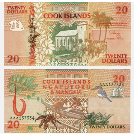 Bancnote Australia si Oceania - INSULELE COOK 20 dolari 1992, necirculata