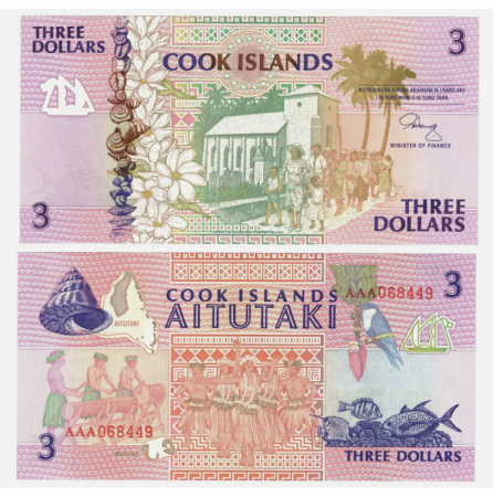 Bancnote Australia si Oceania - INSULELE COOK 3 dolari 1992, necirculata