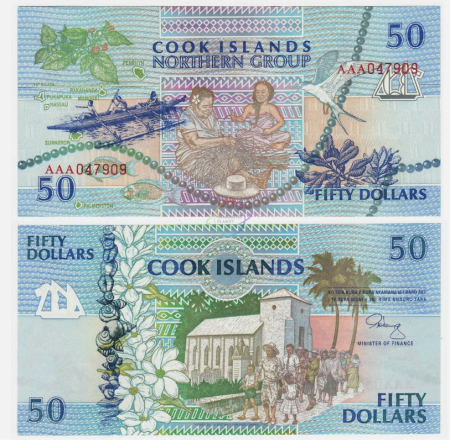 Bancnote Australia si Oceania - INSULELE COOK 50 dolari 1992, necirculata