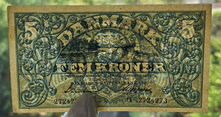 Insulele Feroe (Danemarca) 5 coroane 1940, rara, aproape necirculata [2]