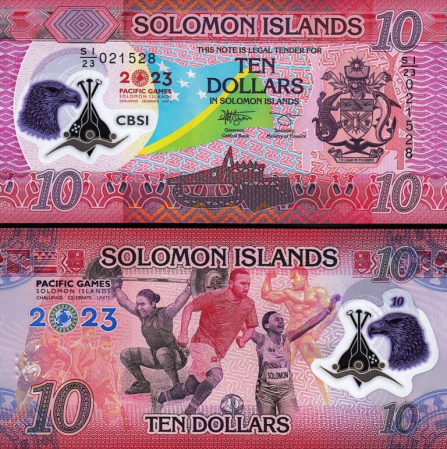 Bancnote Australia si Oceania - Insulele Solomon 10 dolari 2023 polimer, Jocurile Pacifice, necirculata