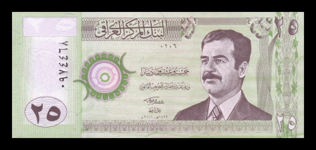 Bancnote Asia - Irak 25 Dinari 2001, Saddam Hussein, necirculata