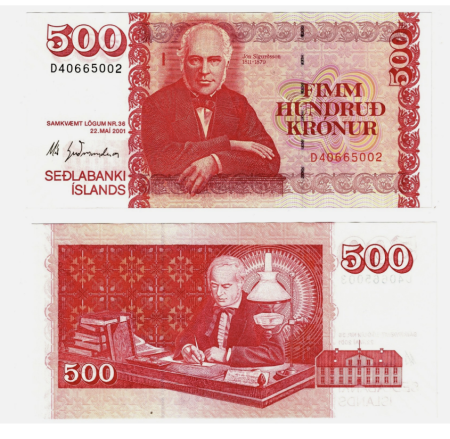 Bancnote - Islanda 500 coroane 2009, avocatul independentei Jón Sigurðsson, necirculata