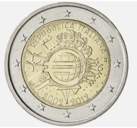 Italia - Italia 2 euro 2012, 10 ani de la introducerea Euro, UNC