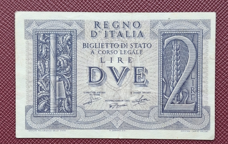 Italia - Italia 2 lire 1939, circulata, stare foarte buna