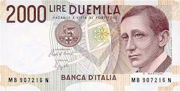 Italia - Italia 2000 Lire 1990, Guglielmo Marconi, necirculata