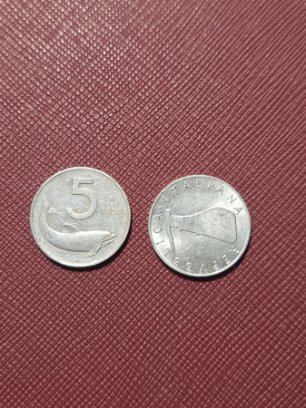 Monede straine - Italia 5 lire 1953-1954