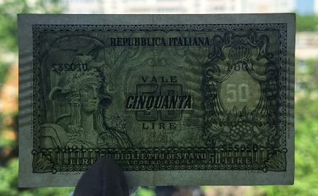 Italia 50 lire 1951, circulata, stare foarte buna [2]