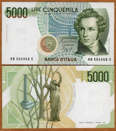 Italia - Italia 5000 Lire 1984, Bellini, UNC