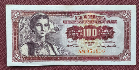 Iugoslavia - Iugoslavia 100 dinari 1955, aproape necirculata