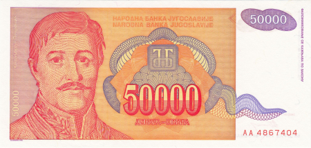 Bancnote Europa - IUGOSLAVIA 50,000 Dinari 1994, necirculata