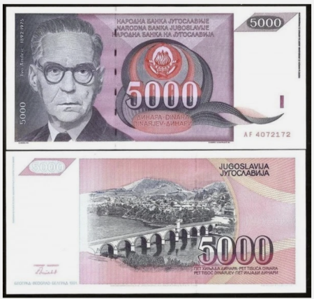 Iugoslavia - Iugoslavia 5000 Dinari 1991, necirculata