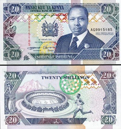 Kenya - Kenya 20 Shillingi 1994, necirculata