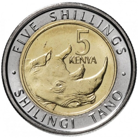 Monede Africa - Kenya 5 shillings 2018, UNC, Rinocer