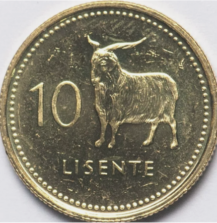 Monede Africa - Lesotho 10 lisente 2018 capra Angora, UNC