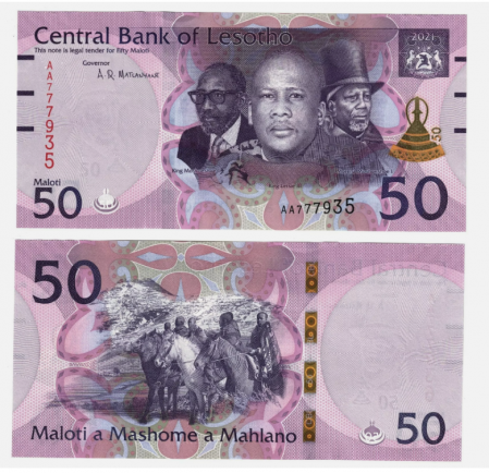 Bancnote Africa - Lesotho 50 Maloti 2021, necirculata