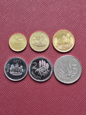 Monede Africa - Lesotho 6 monede set 1998-2018: 10,20,50 Lisente, 1,2,5 Maloti,  UNC