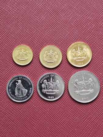 Lesotho 6 monede set 1998-2018: 10,20,50 Lisente, 1,2,5 Maloti,  UNC [1]