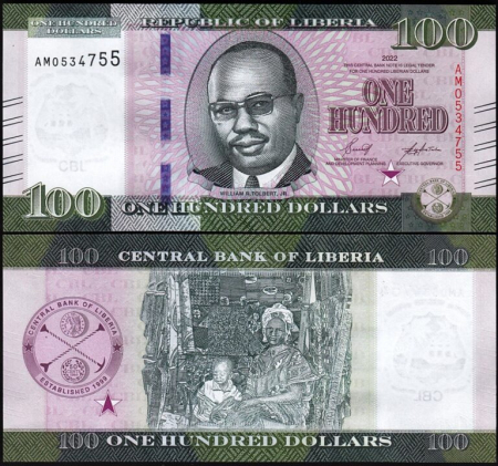 Liberia - LIBERIA 100 dolari 2022-2023, necirculata