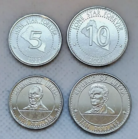 Monede Africa - Liberia set 2 monede 2022: 5,10 Dolari, UNC