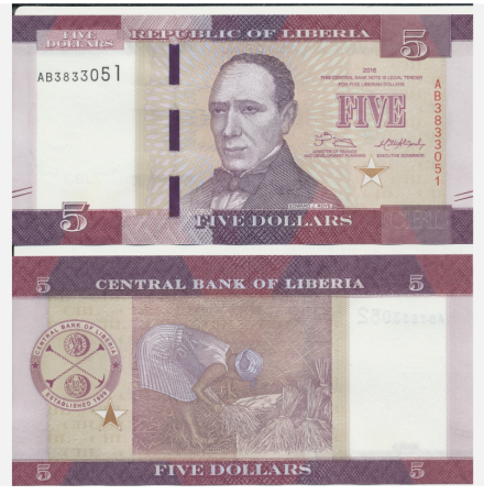 Bancnote Africa - Liberia 5 Dolari 2016, necirculata