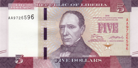 Liberia 5 Dolari 2016, necirculata [1]