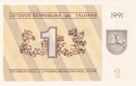 Lituania 1 Talonas 1991, necirculata [1]
