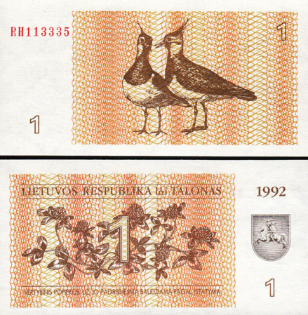 Lituania - Lituania, 1 Talonas 1992, necirculata