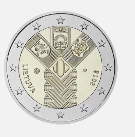 Lituania - Lituania 2 euro 2018, 100 ani de la Independenta Statelor Baltice, UNC